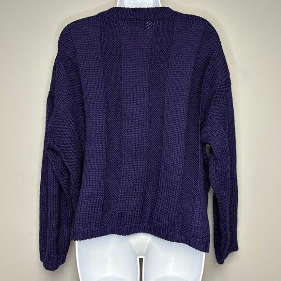 VTG The Limited Chunky Knit 100% Wool Purple Sweater Womens Sz M - Picture 2 of 4